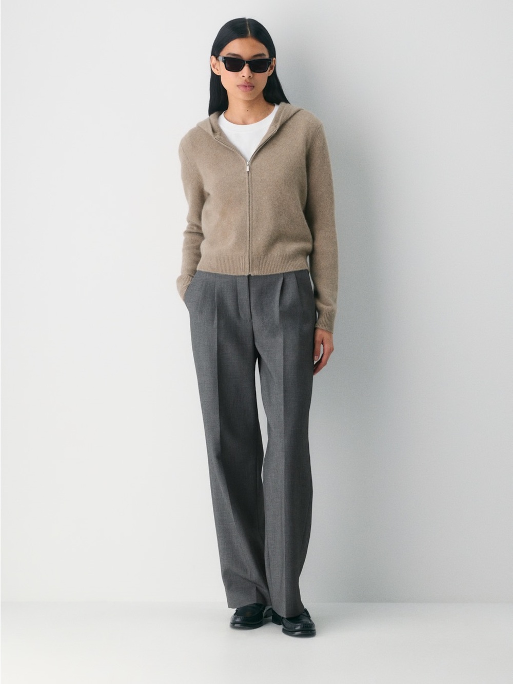 Aritzia Essential Cashmere Hooded Zip-Up